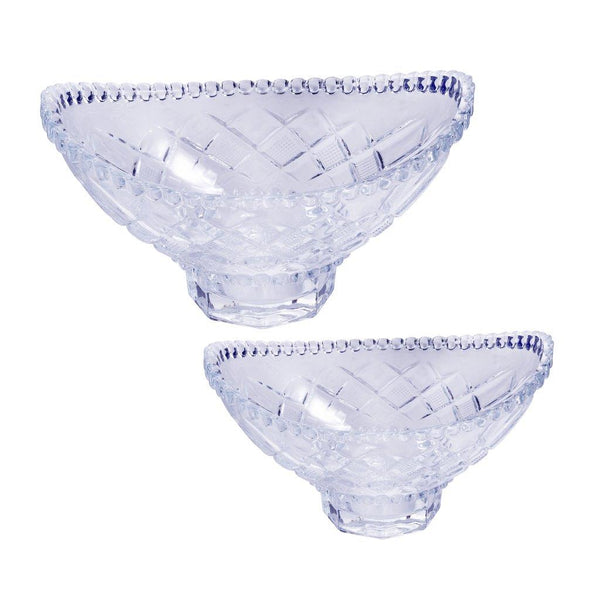 Crystal Glass Footed Candy Bowl Dipping Bowl Set of 2 Pcs 21*14*9 cm