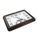 Wall Clock Analog and Digital Rectangle Brown Frame 54.5*42.5 cm