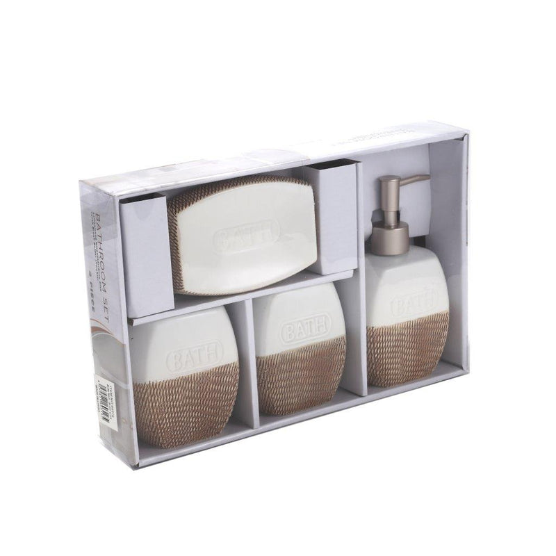 Ceramic Bathroom Accessories Soap Dispenser Toothbrush Holder 4 Pcs Set