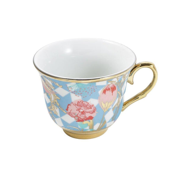 Ceramic Blue & White Floral Design Tea Cup and Saucer Set of 13 Pcs with Teapot and Stand Pot 23*25 cm/Cup 5*9 cm