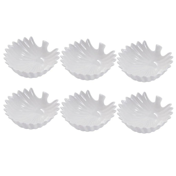 White Ceramic Fine Porcelain Serving and Dipping Bowl Snacks Fruits and Nuts Bowl Set of 6 Pcs 10*4.5 cm