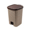 Rattan Style Pedal Rubbish Bin Plastic Waste Bin Trash Bin for Home Kitchen Office 31.5*42CM 22 Litre