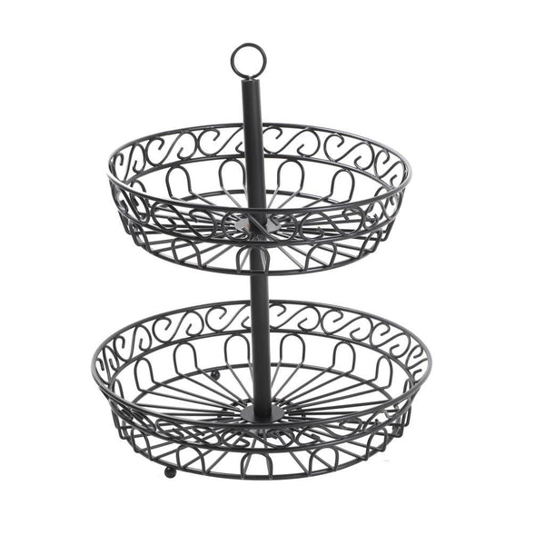 Iron Fruit Vegetable Basket Two Tier 30*30*24 cm