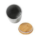 Ceramic Tea Coffee Sugar Airtight Canister Bamboo Lid Abstract Print Set of 3 Pcs 11*13 cm