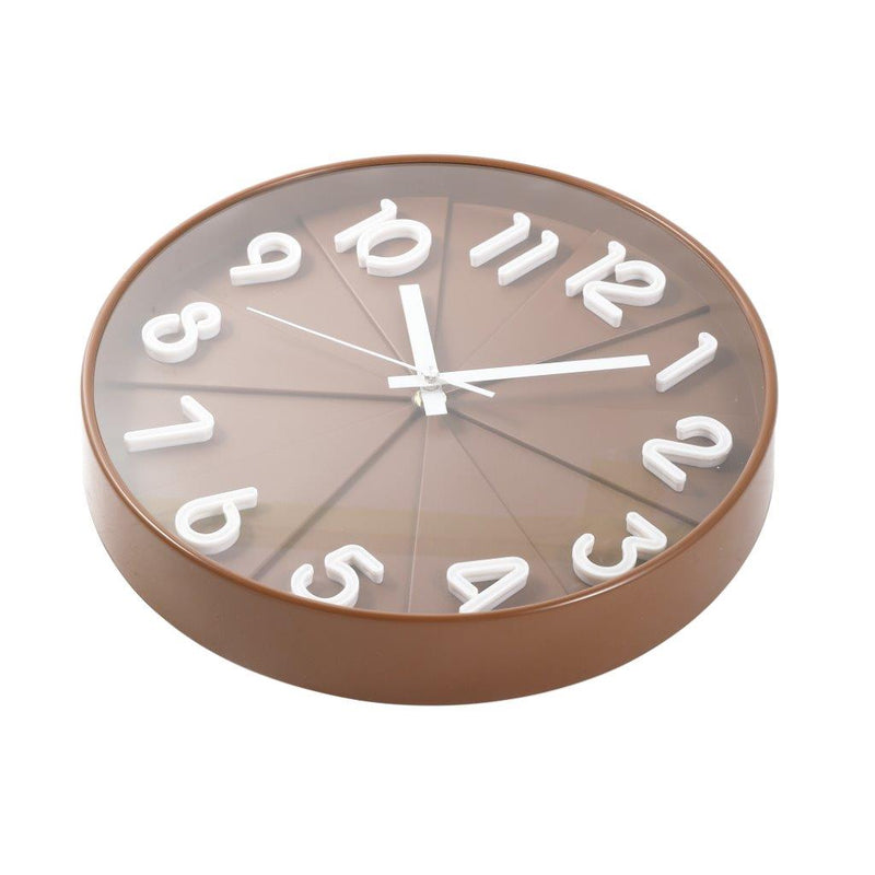 Modern 3d Brown Wall Clock Creative Quartz Living Room Bedside Table 30 cm