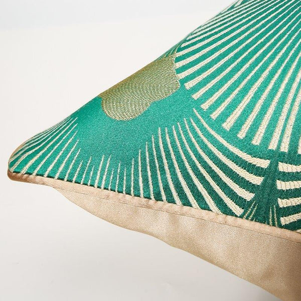 Modern Decorative Green and Gold Peacock Feather Pattern Cushion Cover Pillowcase 50*50 cm