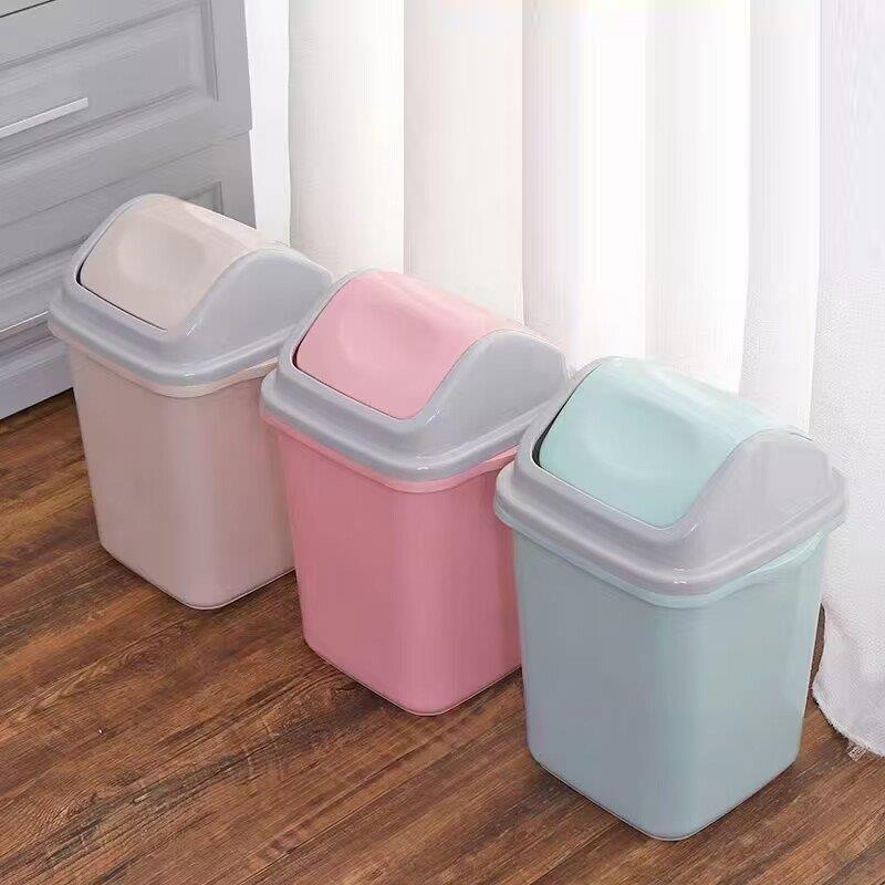 Multicolor Swing Top Rubbish Bin Plastic Waste Bin Trash Bin for Home Kitchen Office 24*26 cm