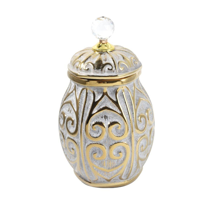 Home Decor Middle Eastern Craft Antique Jar Shape Ceramic Vase Flower Vase Silver Gold 17*32 cm