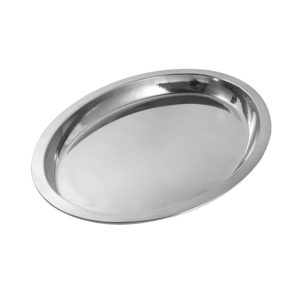 Stainless Steel Round Deep Silver Serving Tray 55 cm