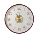 Wall Clock Brown Frame Analog Retro Executive Design Round 43 cm