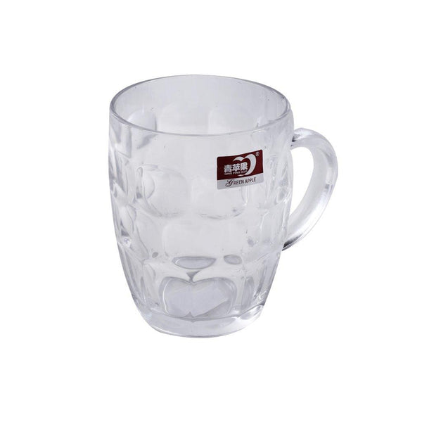 Crystal Glass Dimpled Beverage Drinking Mug with Handle Set of 6