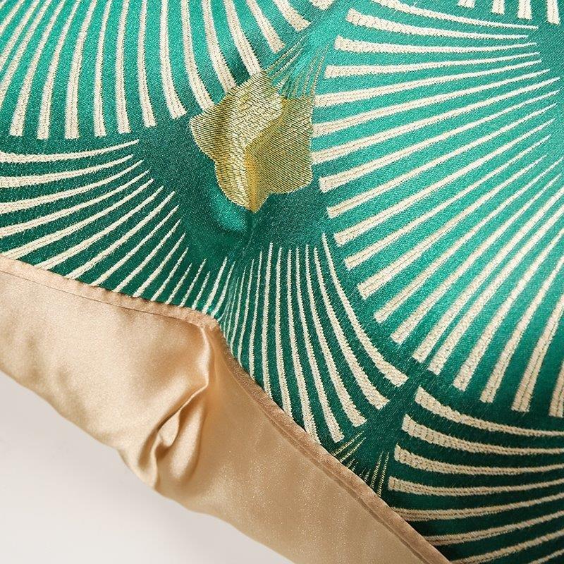 Modern Decorative Green and Gold Peacock Feather Pattern Cushion Cover Pillowcase 50*50 cm