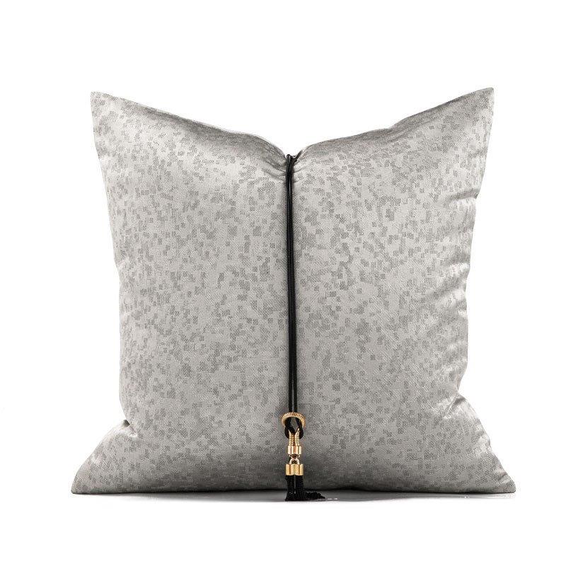 Modern Decorative Metallic Silver Luxury Cushion Cover with Gold Tassel Pillowcase 50*50 cm