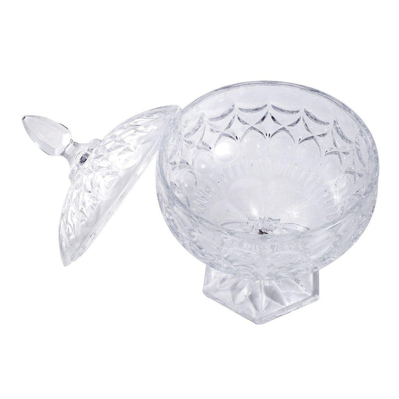 Crystal Glass Footed Fruit Bowl Candy Jar with Lid 16.2*9.7 cm