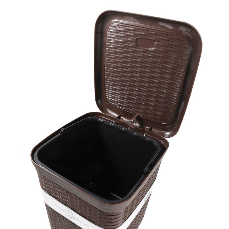 Rattan Style Multi-color Pedal Rubbish Bin Plastic Waste Bin Trash Bin for Home Kitchen Office 27*25*32.5 cm