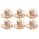 Deco Gold Ceramic Coffee Cup and Saucer Set of 6 Pcs 90 ml 12 cm