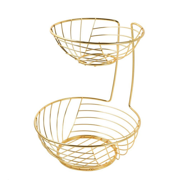 Contemporary Style Iron Fruit Vegetable Basket 2 Tier 27*27*35 cm