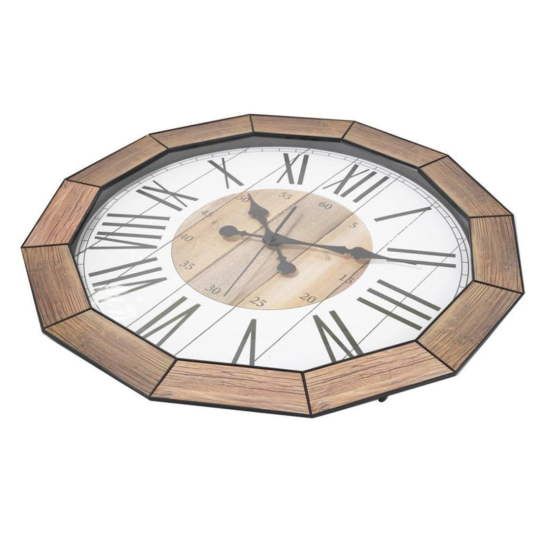 Modern Retro Hexagonal Tarnish Brown Wall Clock Living Room Office 60 cm