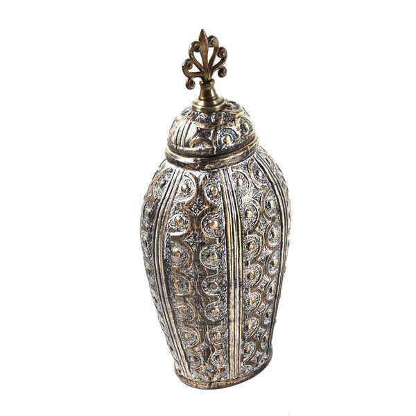 Home Decor Middle Eastern Craft Antique Jar Shape Ceramic Vase Flower Vase Metallic Brown 11*13*38 cm