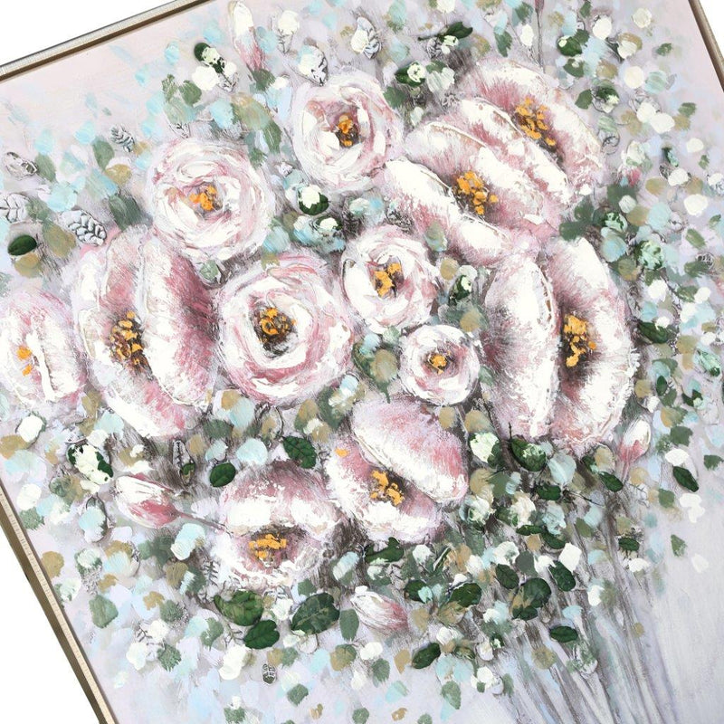 Home Decor Portrait Canvas Wall Art Abstract Floral Blossom Oil Painting PVC Frame 100*100*3.5 cm