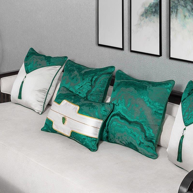 Modern Decorative Satin Silver Emerald Forest Green Textured Velvet Stripe Cushion Cover Pillowcase 50*50 cm