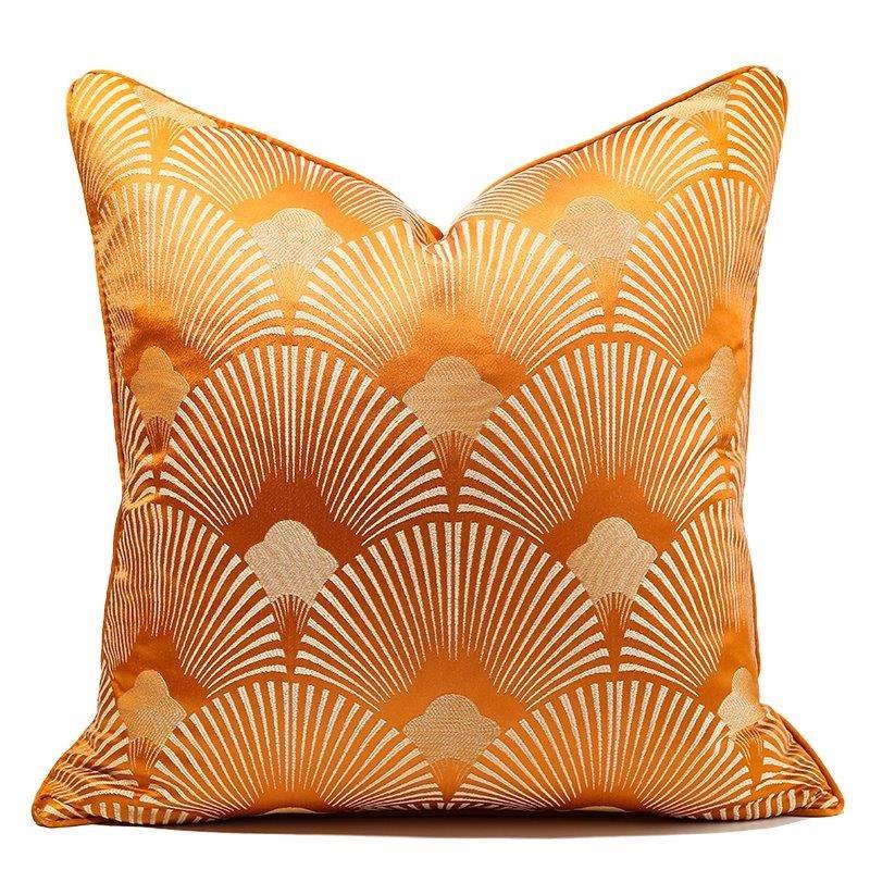 Modern Decorative Bright Orange Peacock Feather Pattern Cushion Cover Pillowcase 50*50 cm