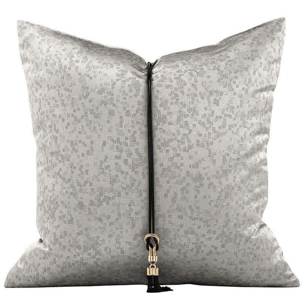 Modern Decorative Metallic Silver Luxury Cushion Cover with Gold Tassel Pillowcase 50*50 cm