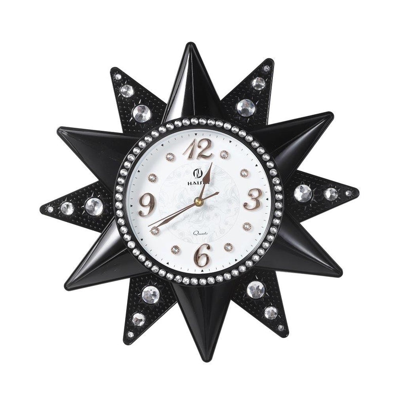 Starfish Design Black Frame Crystal Beads Wall Clock 44.5 cm