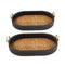 Set of 2 Deco Leather Oval Serving Trays with Metal Handles - Elegant and Functional Home Decor