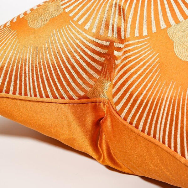 Modern Decorative Bright Orange Peacock Feather Pattern Cushion Cover Pillowcase 50*50 cm