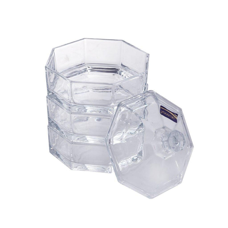 Crystal Glass Round Sugar Bowl Candy Jar Snack Storage Jar with Lid D - 12 cm ; H - 18 cm