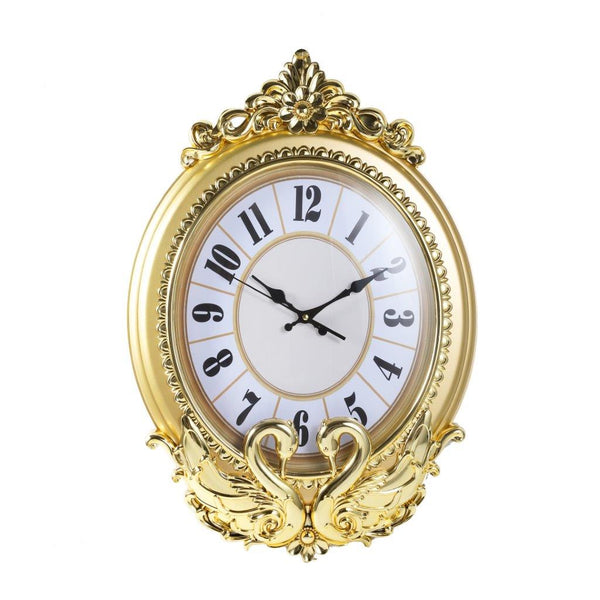 Luxury Vintage Peacock Cream Gold Frame Wall Clock 63*43.5*5.5 cm