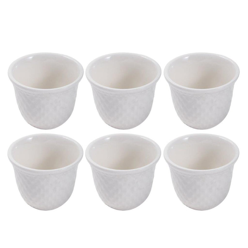 Ceramic Coffee Cawa Shafee Cup Set of 6 Pcs Vanilla White Set 12 90ml 6.5*5.5 cm