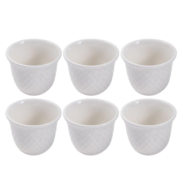 Ceramic Coffee Cawa Shafee Cup Set of 6 Pcs Vanilla White Set 12 90ml 6.5*5.5 cm