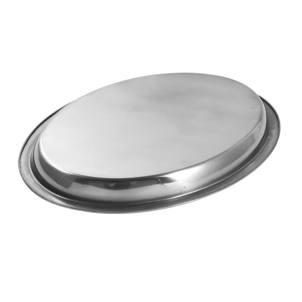 Stainless Steel Round Deep Silver Serving Tray 55 cm