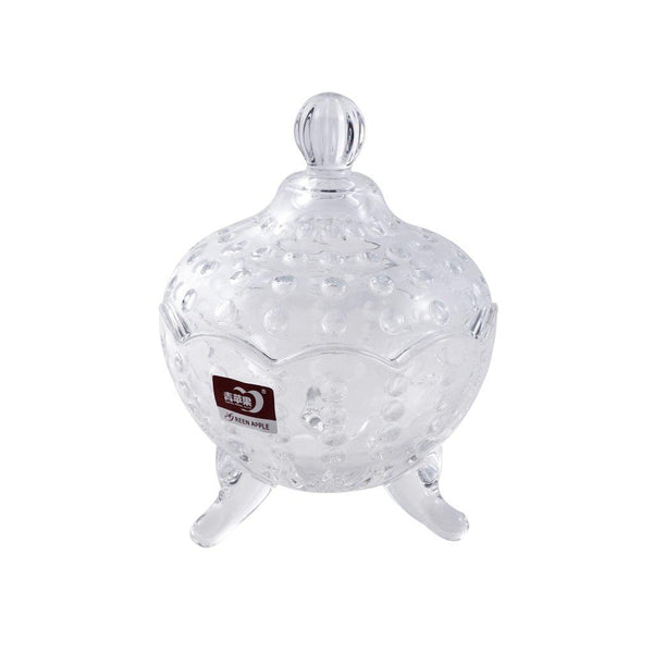 Crystal Glass Dome Shape Sugar Bowl Candy Jar with Lid - D: 9 cm, H: 13 cm - Classic Homeware & Gifts