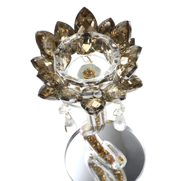 Home Decor Crystal Lotus Gold Glitter Candleholder 22 cm