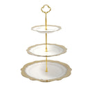 Ceramic 3 Tier White and Gold Cake Stand 36 cm/27*21*15.5 cm