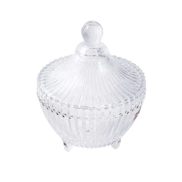 Crystal Glass Footed Sugar Bowl Candy Jar with Lid H : 10 cm D : 10 cm