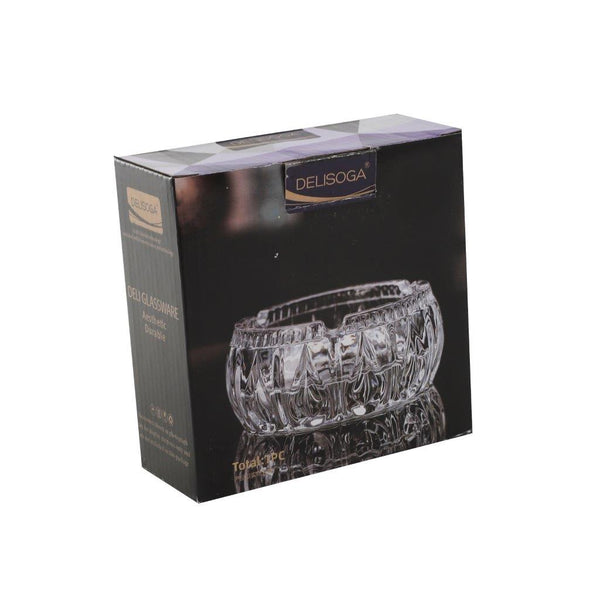 Crystal Cut Modern Clear Round Glass Ashtray 11.5*5.35 cm