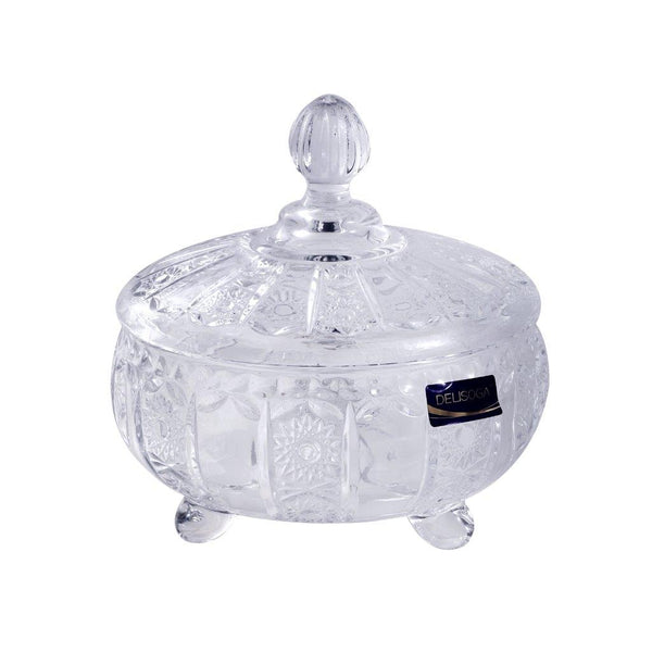 Crystal Glass Footed Sugar Bowl Candy Jar with Lid 17*18.5 cm
