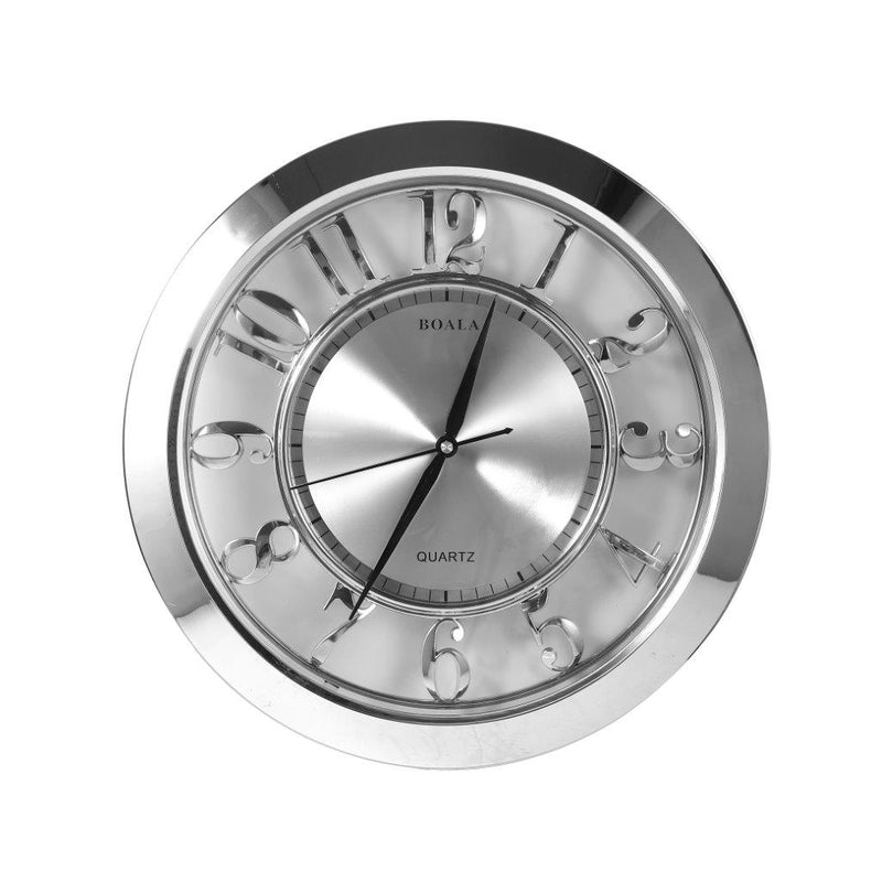 Wall Clock Shiny Silver Frame Analog Retro Executive Design Round 40 cm