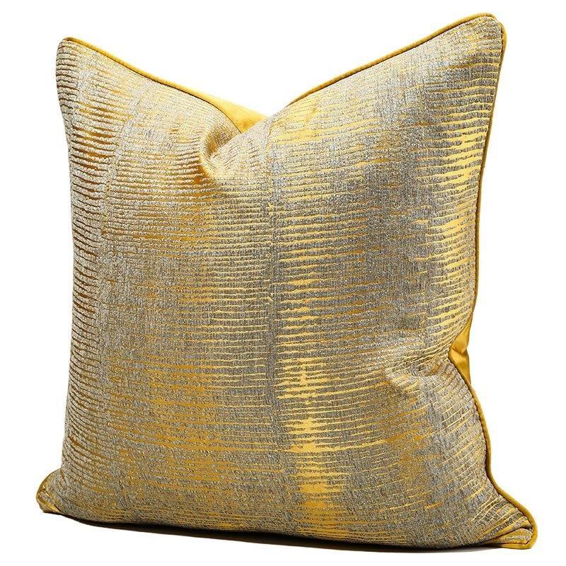 Modern Decorative Gold Mustard Luxury Stripe Jacquard Pattern Cushion Cover Pillowcase 50*50 cm