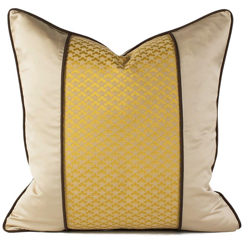 Modern Decorative Satin Beige Royal Gold Stripe Cushion Cover Pillowcase 50*50 cm