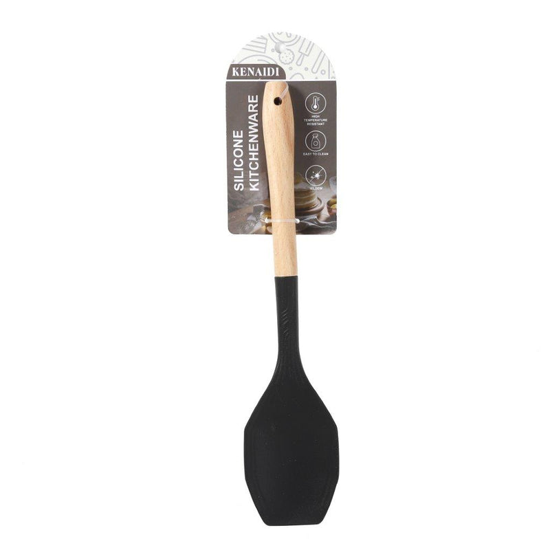 Wood and Silicone Heat Resistant Spatula Non Stick Spoon 31.5*6.7 cm