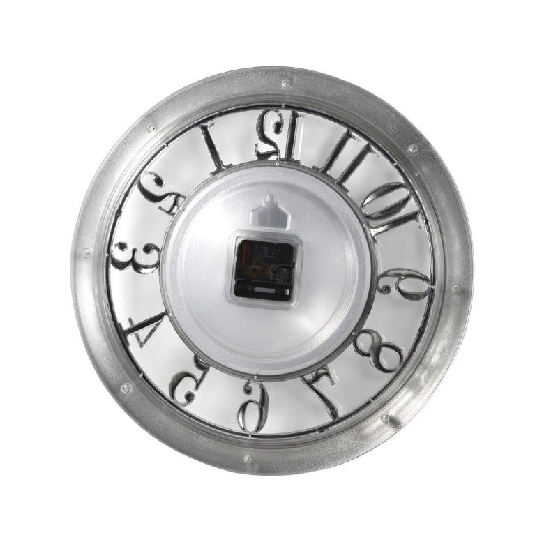 Wall Clock Shiny Silver Frame Analog Retro Executive Design Round 40 cm