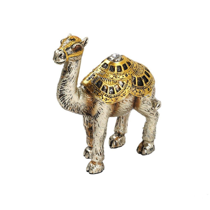 Sculpture Statue Resin Figurine Camel Flock of 5 Pearl Gold Color 11*5*14/6*2.5*7 cm