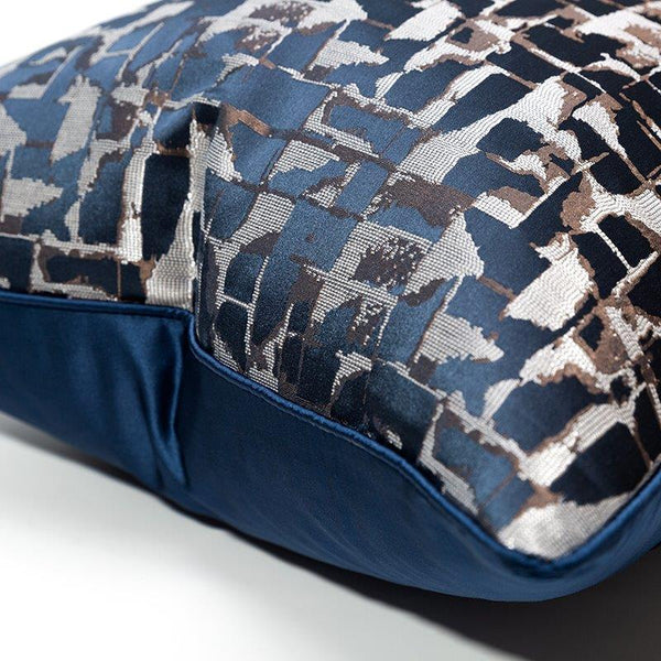 Modern Decorative Navy Blue & Silver Jacquard Pattern Cushion Cover Pillowcase 50*50 cm