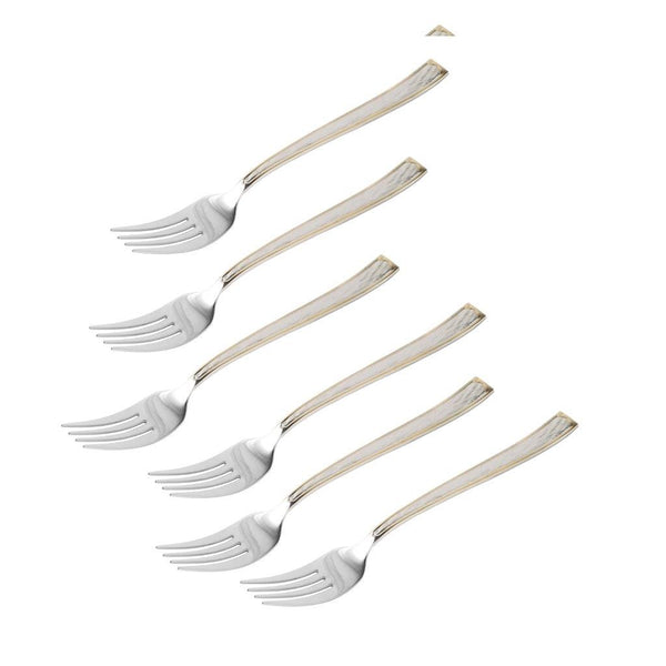 Stainless Steel Tableware Deco Gold Border Dessert Fork Set of 6 Pcs 15*2 cm