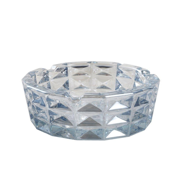 Crystal Cut Modern Clear Round Glass Ashtray 12.7*4.4 cm